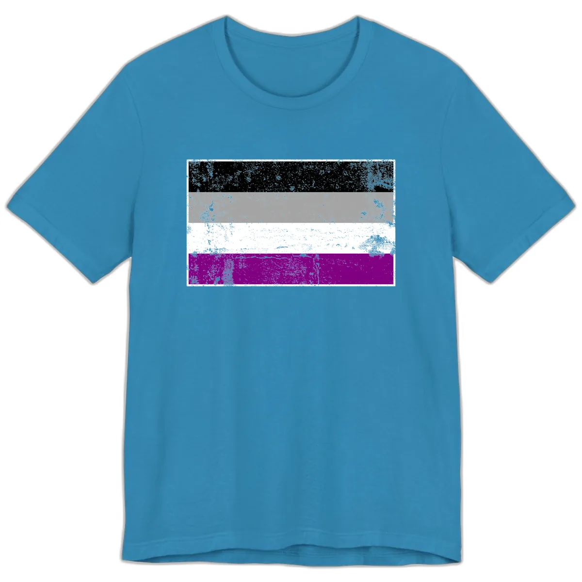 Asexual Pride Flag Distressed Premium T-Shirt in Aqua