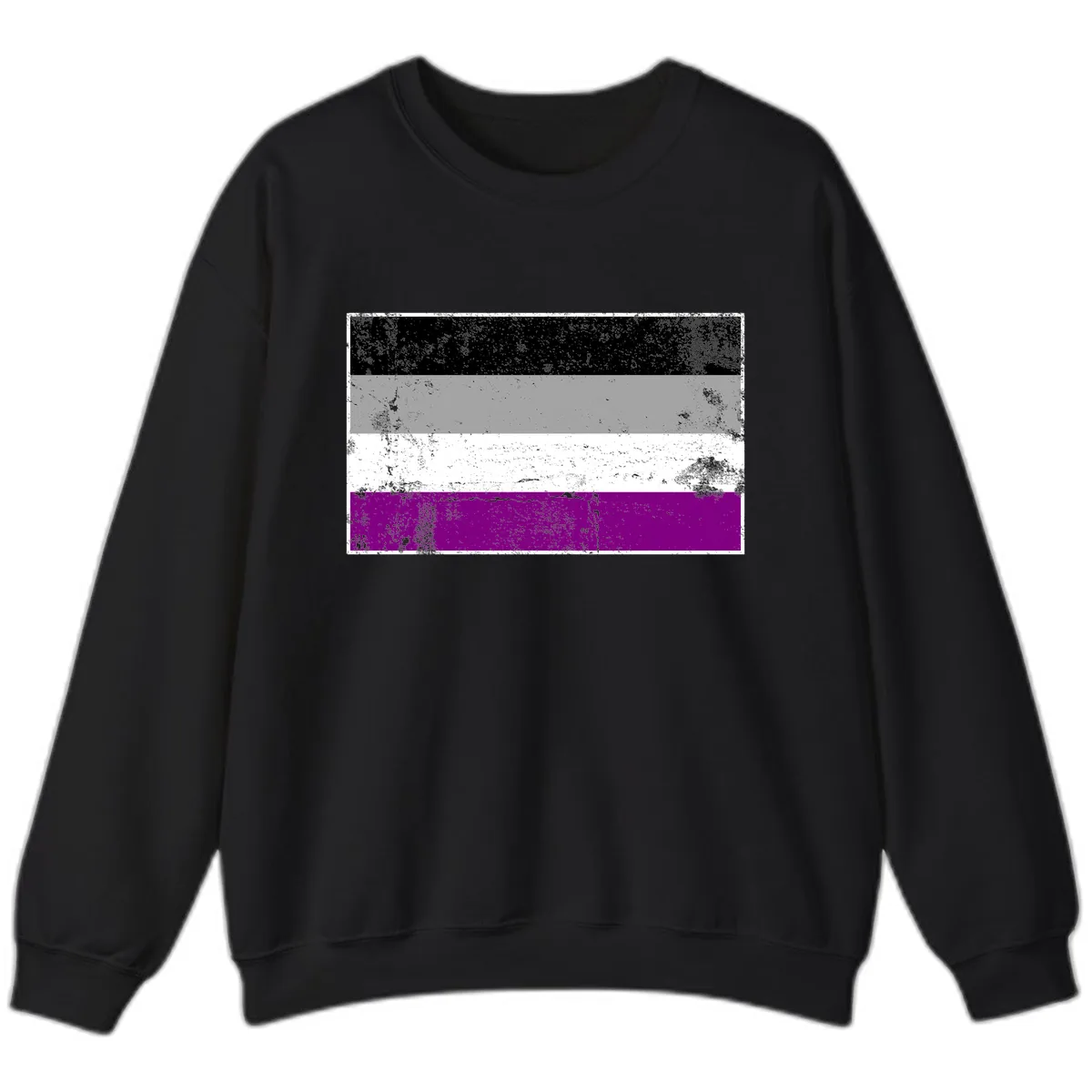 Asexual Pride Flag Distressed Sweatshirt in Black