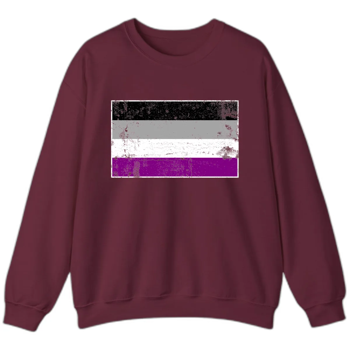 Asexual Pride Flag Distressed Sweatshirt in Maroon
