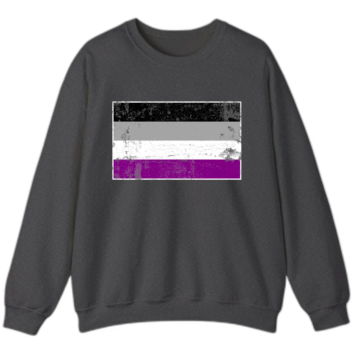 Asexual Pride Flag Distressed Sweatshirt in Dark Heather