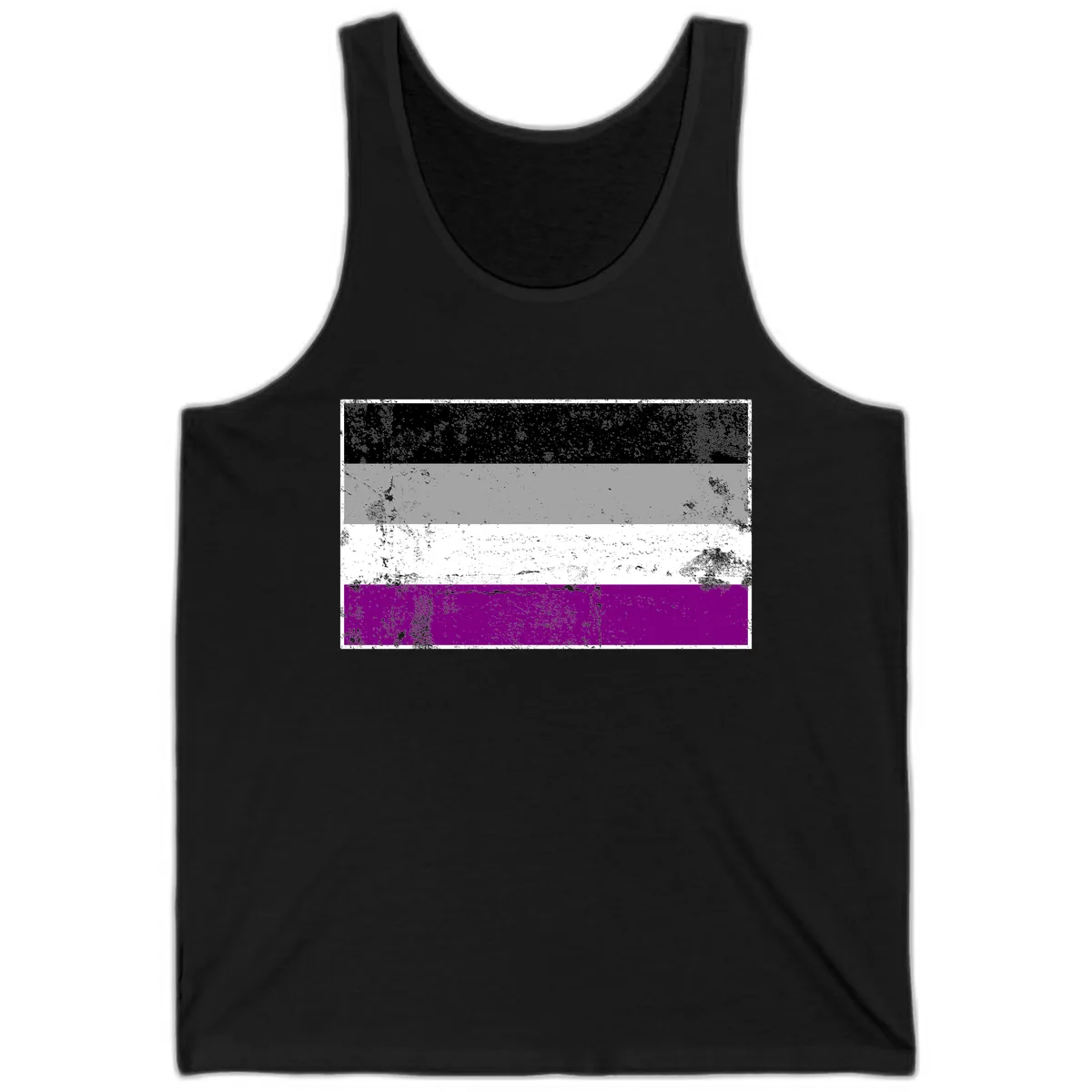 Asexual Pride Flag Distressed Tank in Black