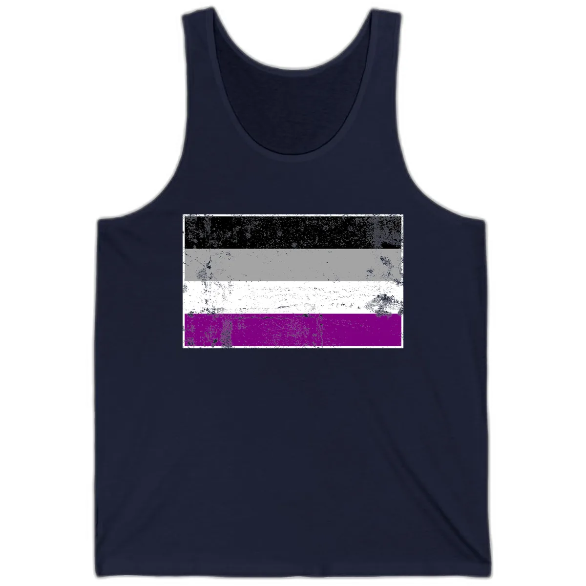 Asexual Pride Flag Distressed Tank in Navy