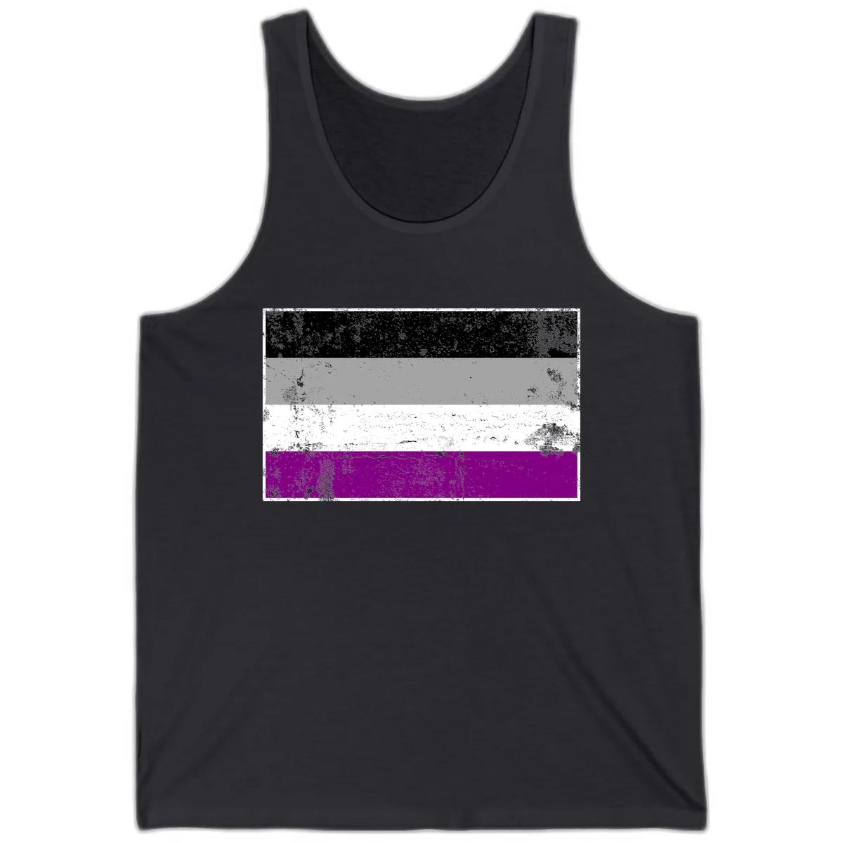 Asexual Pride Flag Distressed Tank in Dark Grey