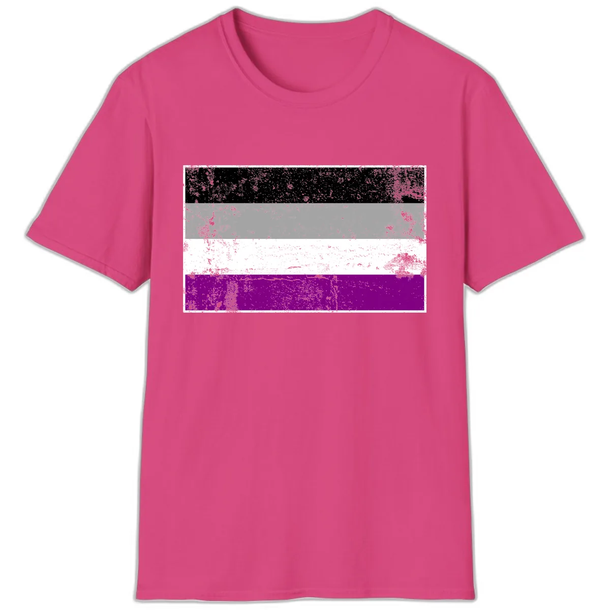 Asexual Pride Flag Distressed T-Shirt in Heliconia