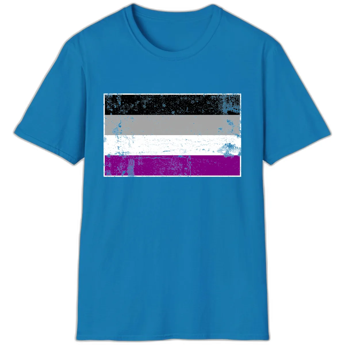 Asexual Pride Flag Distressed T-Shirt in Sapphire