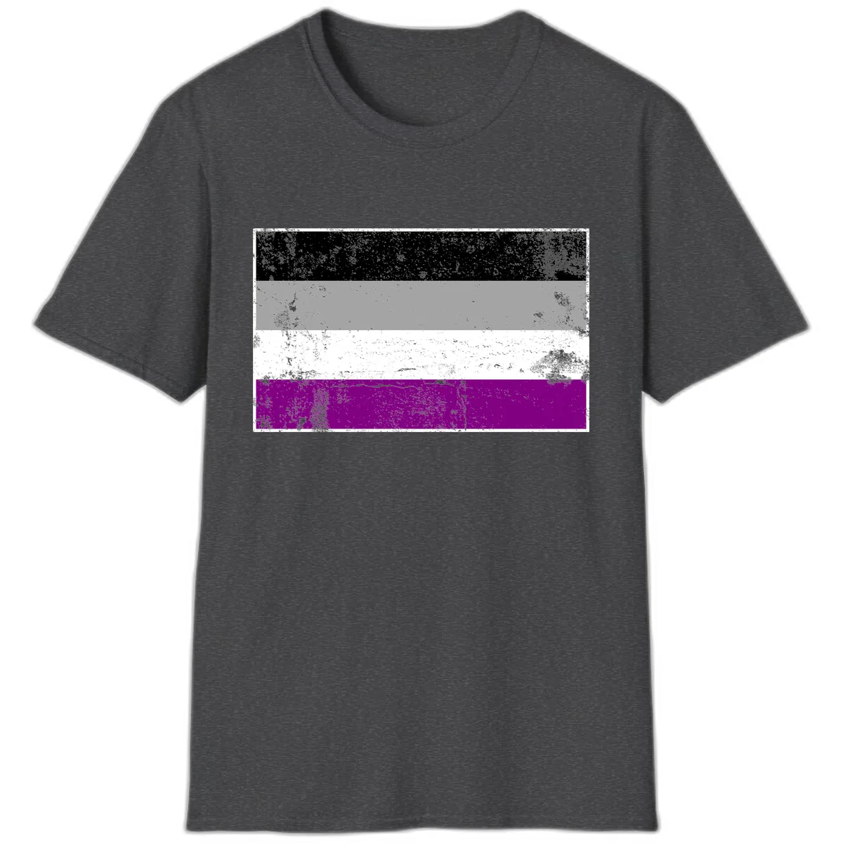Asexual Pride Flag Distressed T-Shirt in Dark Heather