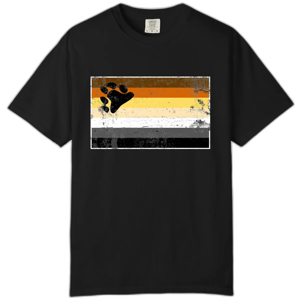 Bear Paw Pride Flag Comfort Color in Black