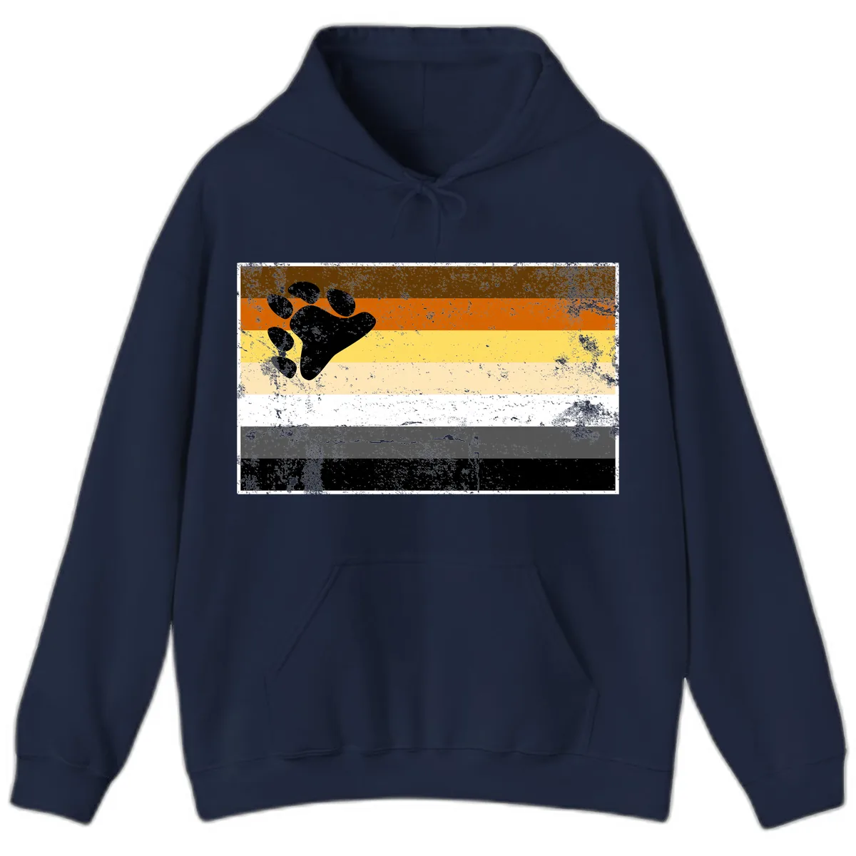 Bear Paw Pride Flag Hoodie in Navy