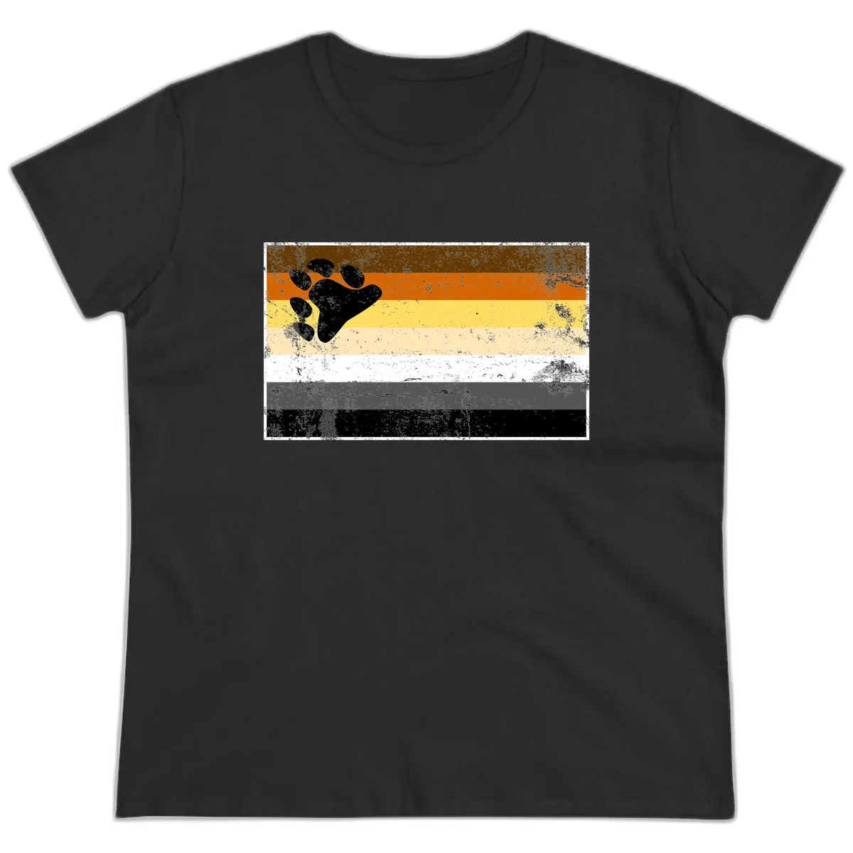 Bear Paw Pride Flag Ladies Tee in Black