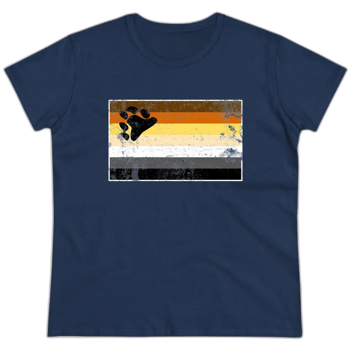 Bear Paw Pride Flag Ladies Tee in Navy
