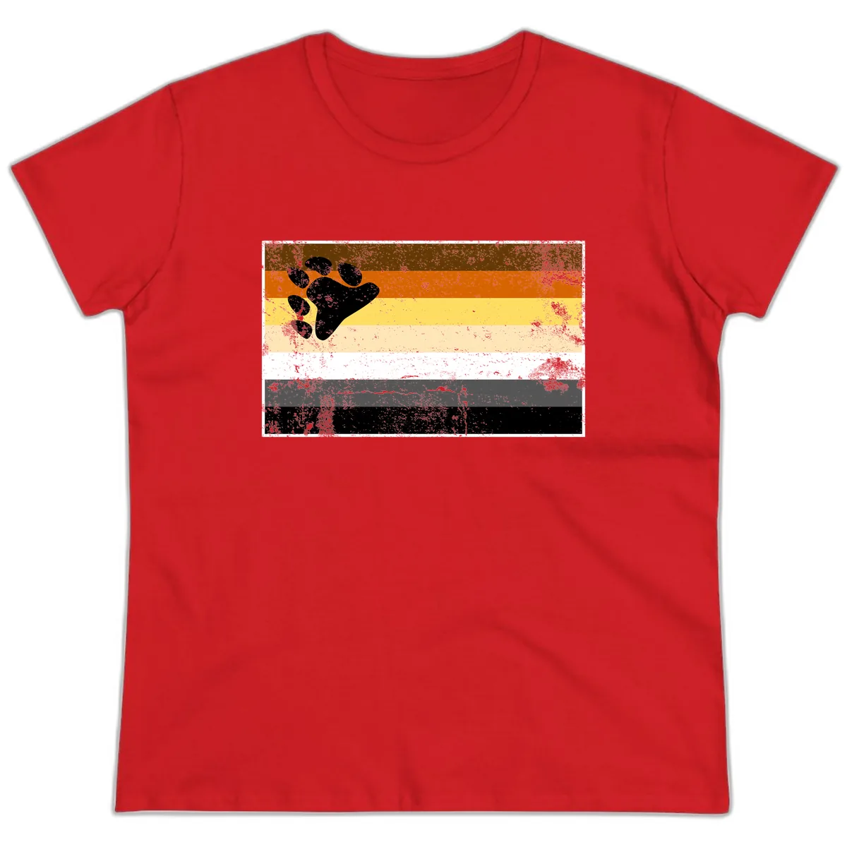 Bear Paw Pride Flag Ladies Tee in Red