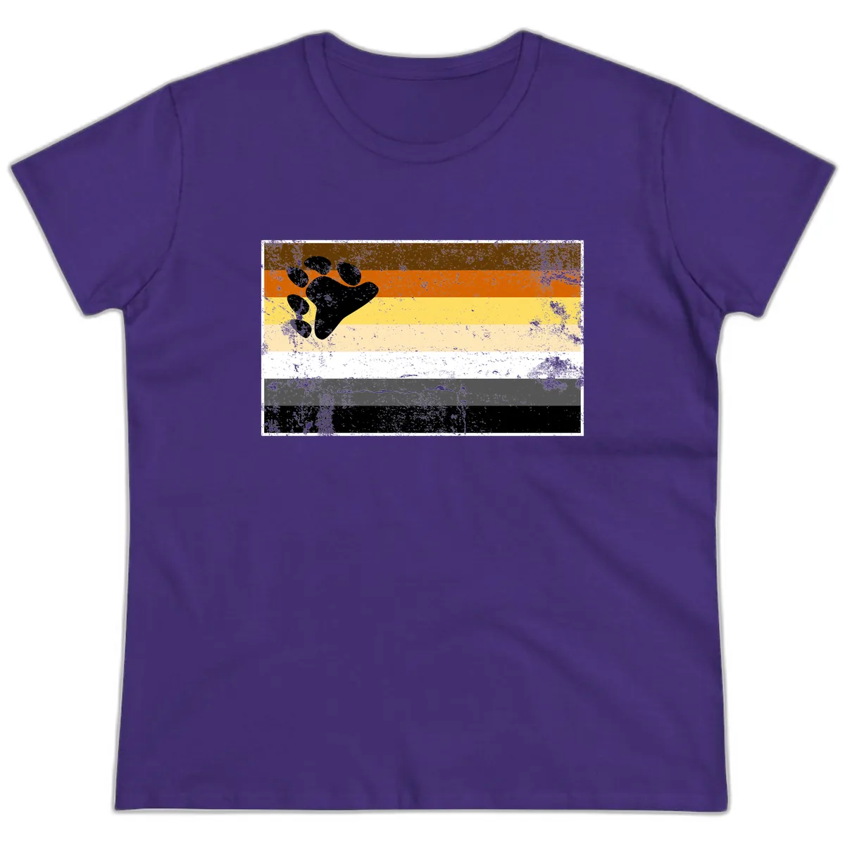 Bear Paw Pride Flag Ladies Tee in Purple