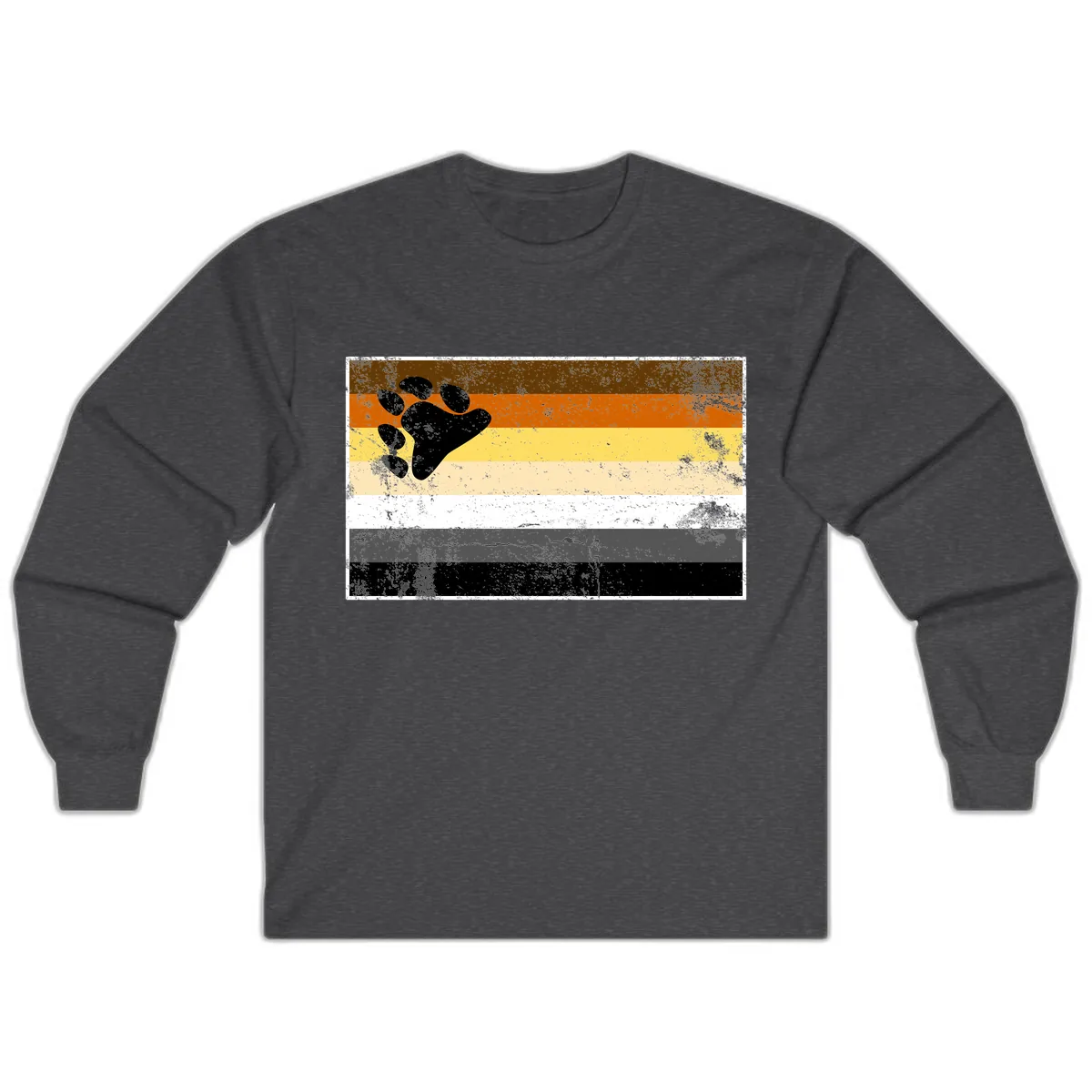 Bear Paw Pride Flag Long Sleeve in Dark Heather