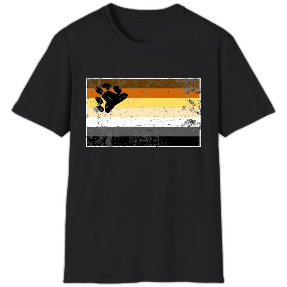 Bear Paw Pride Flag T-Shirt in Black