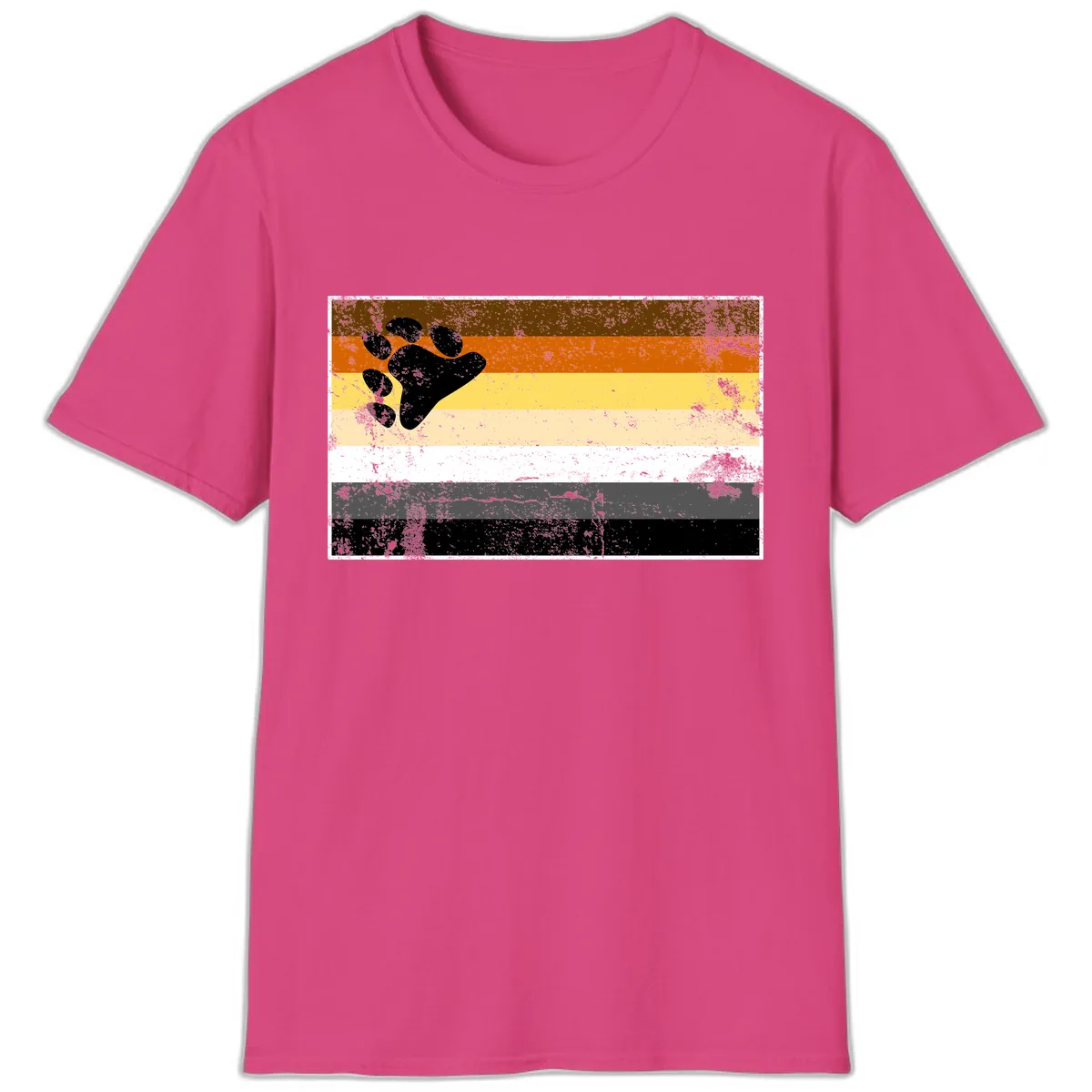 Bear Paw Pride Flag T-Shirt in Heliconia