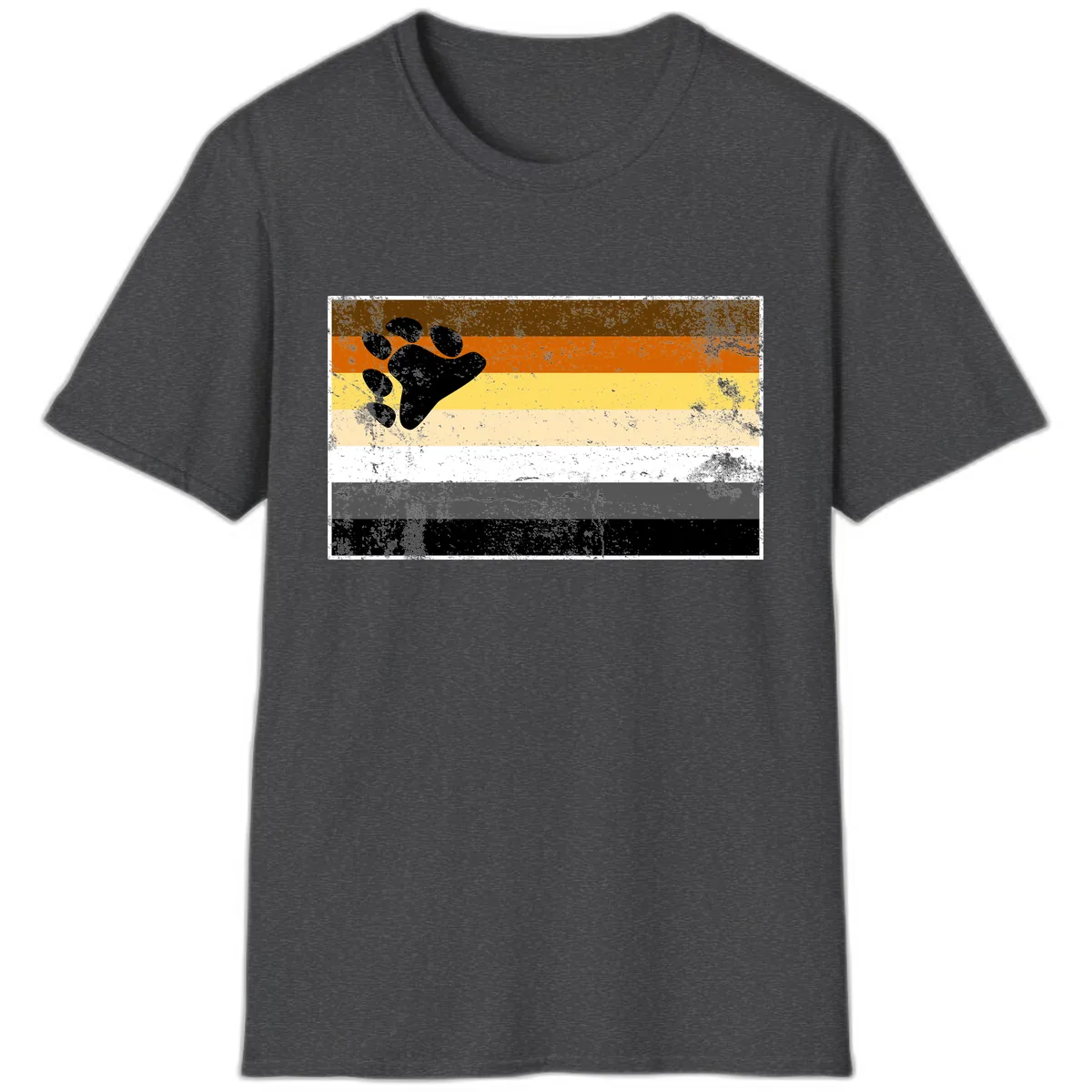 Bear Paw Pride Flag T-Shirt in Dark Heather