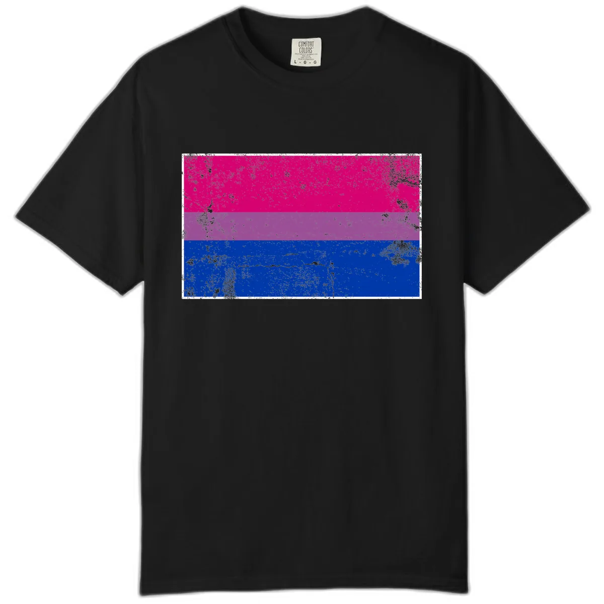 Bisexual Pride Flag Distressed Comfort Color in Black