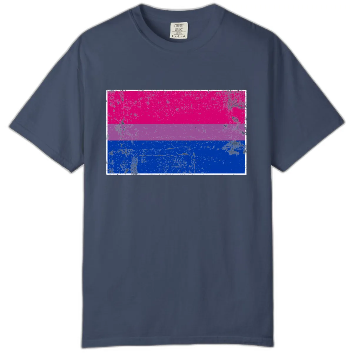 Bisexual Pride Flag Distressed Comfort Color in Midnight
