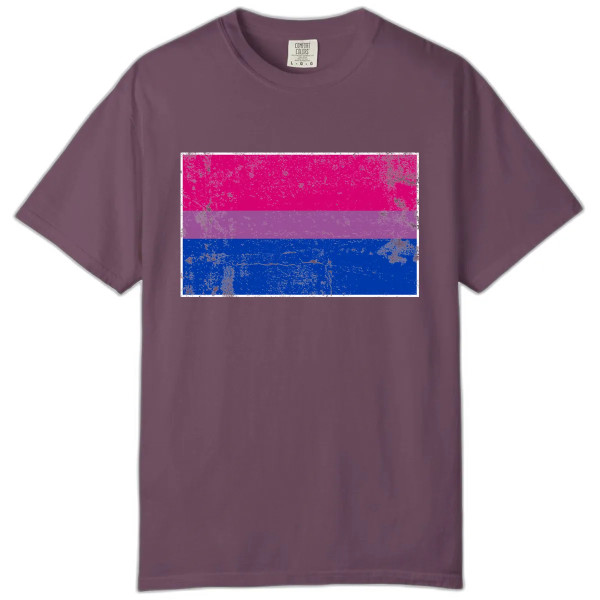 Bisexual Pride Flag Distressed Comfort Color in Berry
