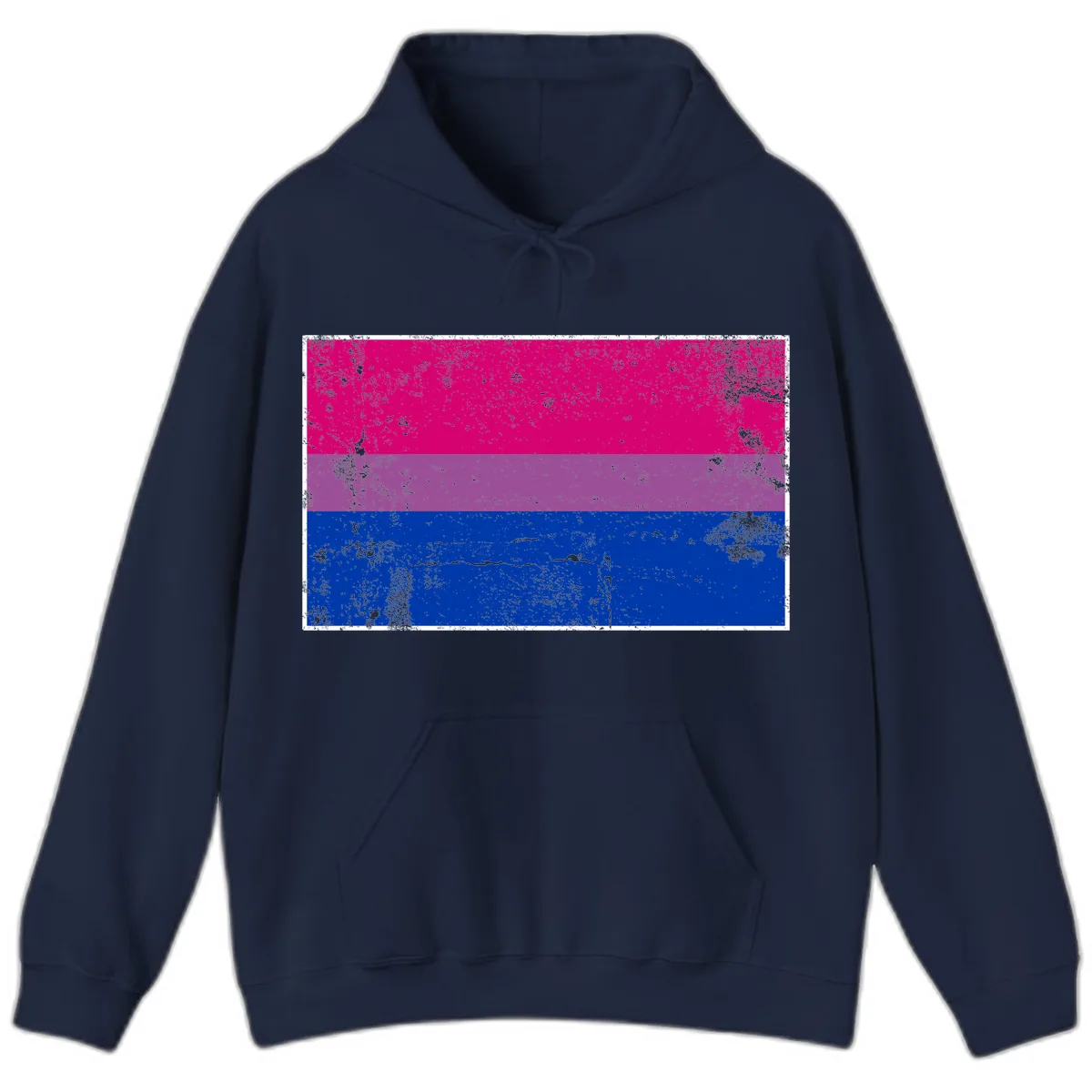 Bisexual Pride Flag Distressed Hoodie in Navy