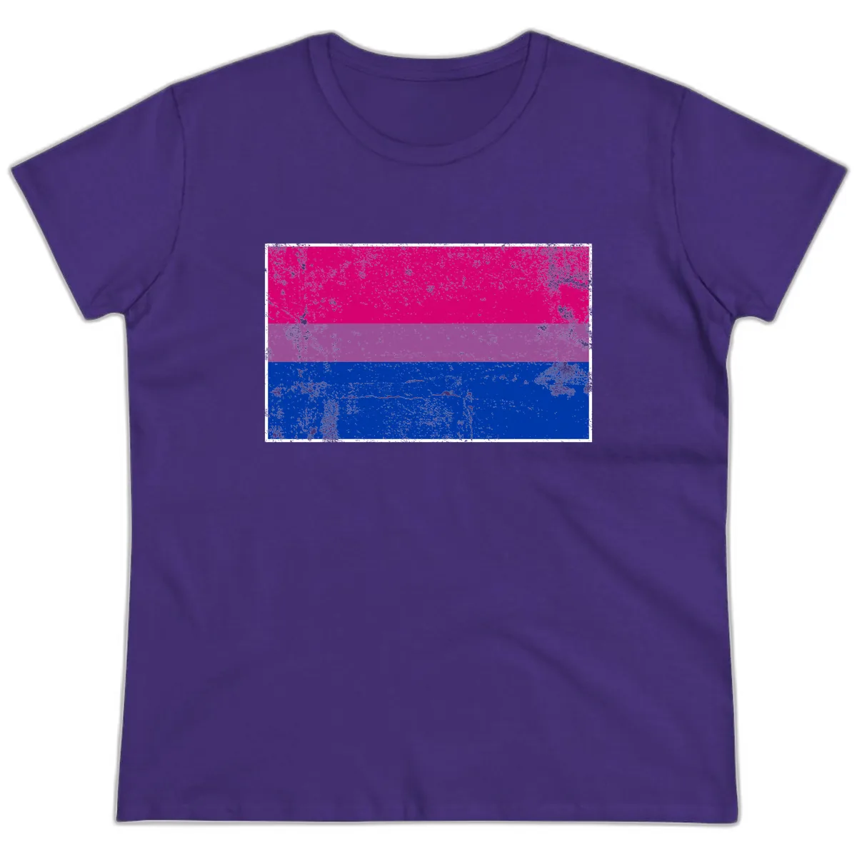 Bisexual Pride Flag Distressed Ladies Tee in Purple