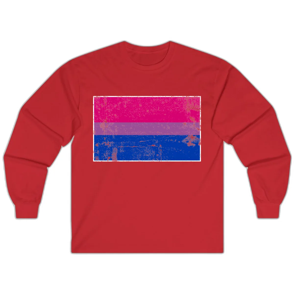 Bisexual Pride Flag Distressed Long Sleeve in Red