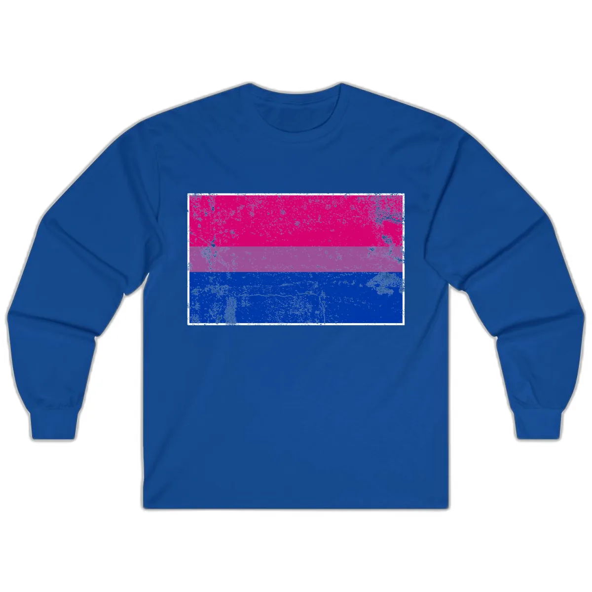 Bisexual Pride Flag Distressed Long Sleeve in Royal