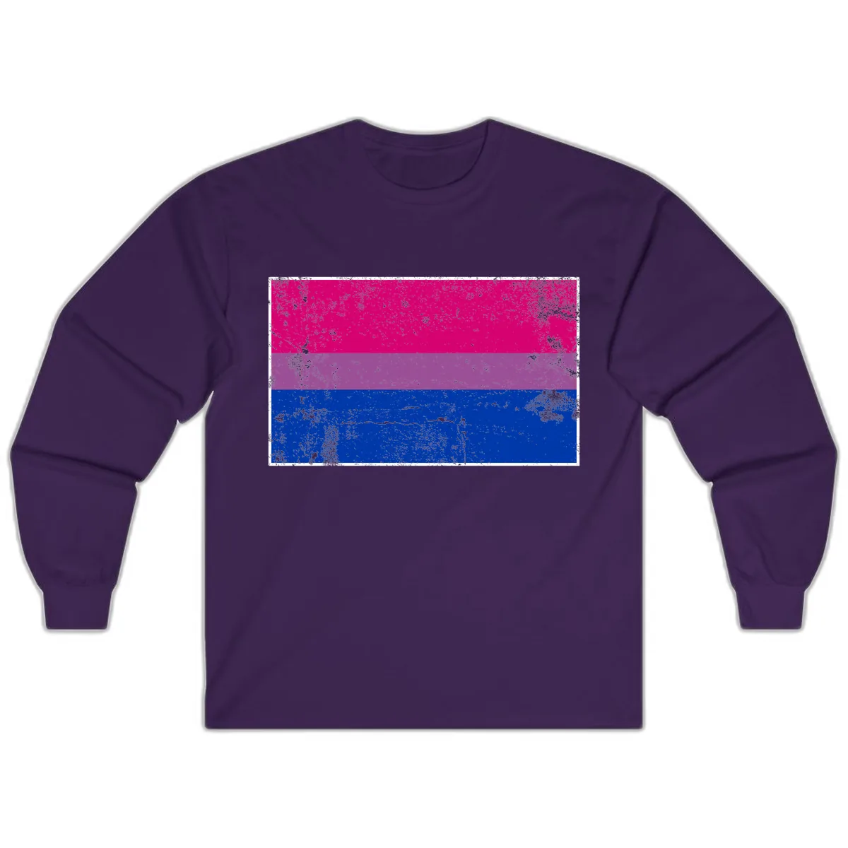 Bisexual Pride Flag Distressed Long Sleeve in Purple