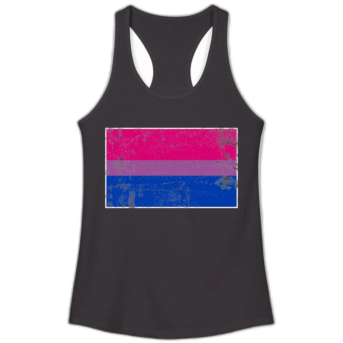 Bisexual Pride Flag Distressed Ladies Tank in Black