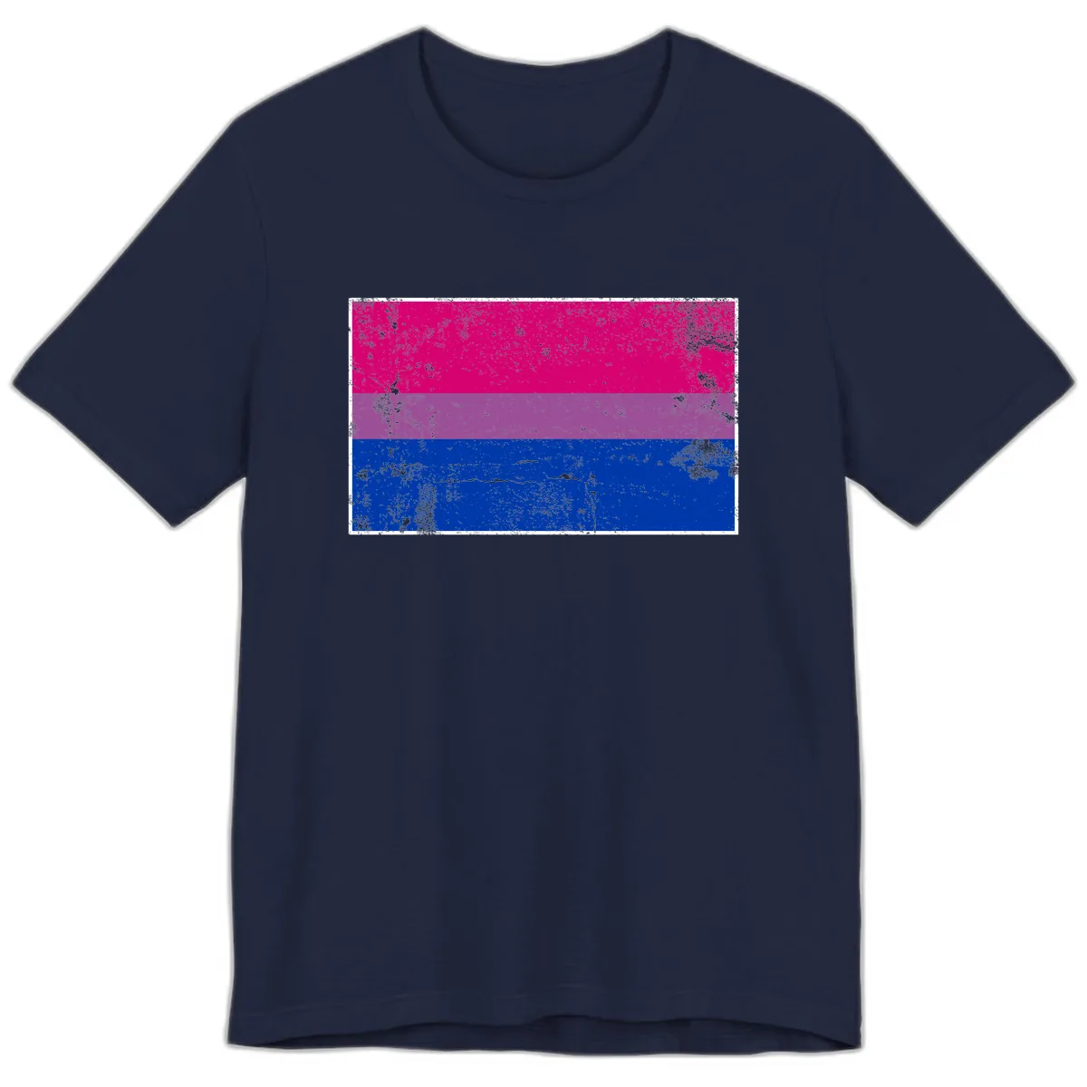 Bisexual Pride Flag Distressed Premium T-Shirt in Navy