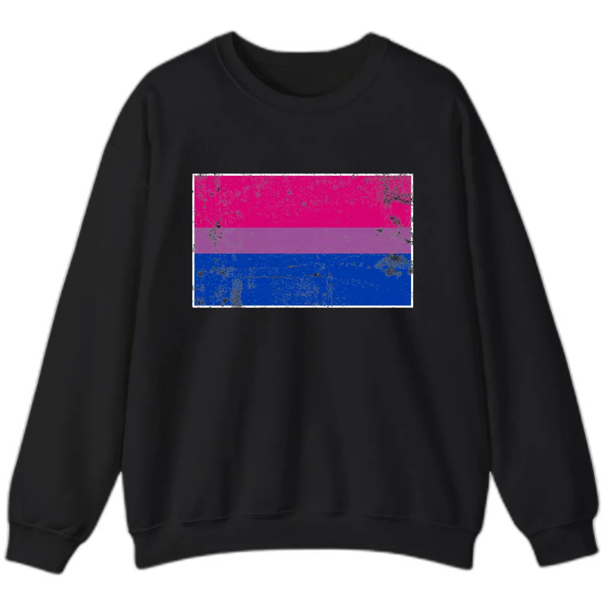 Bisexual Pride Flag Distressed Sweatshirt in Black