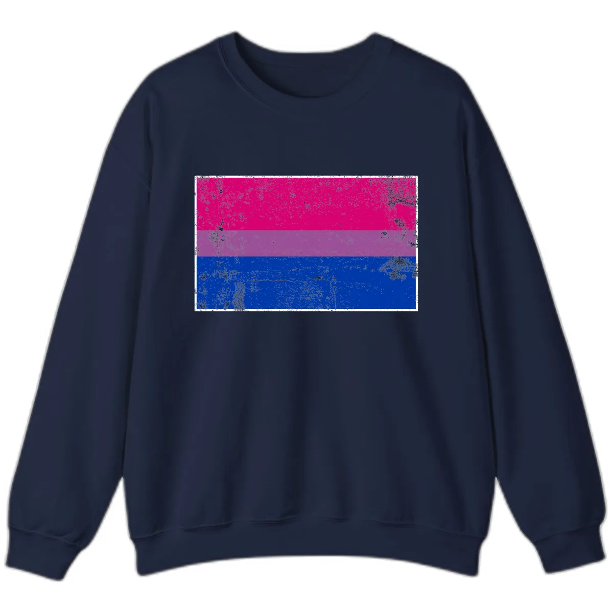 Bisexual Pride Flag Distressed Sweatshirt in Navy