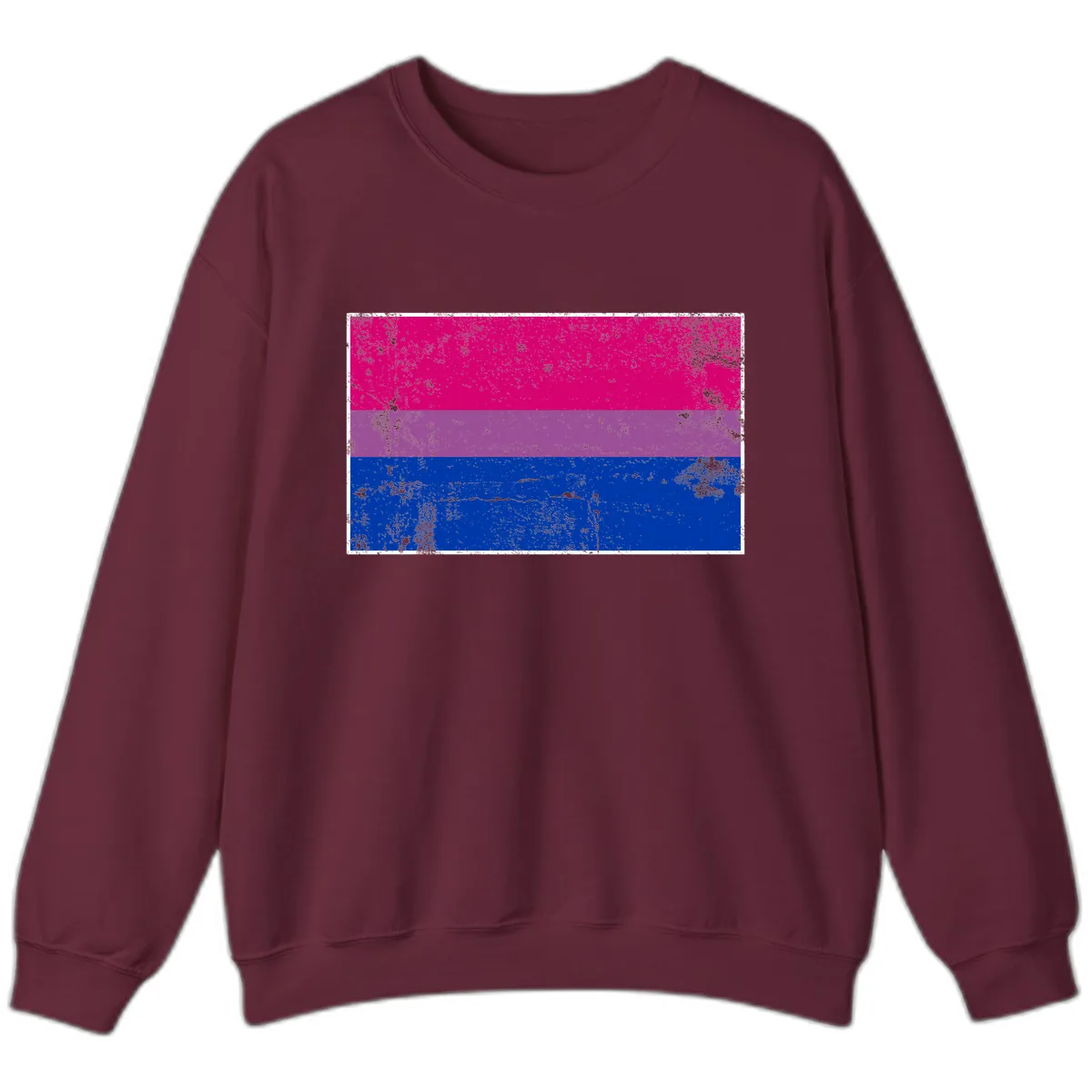 Bisexual Pride Flag Distressed Sweatshirt in Maroon