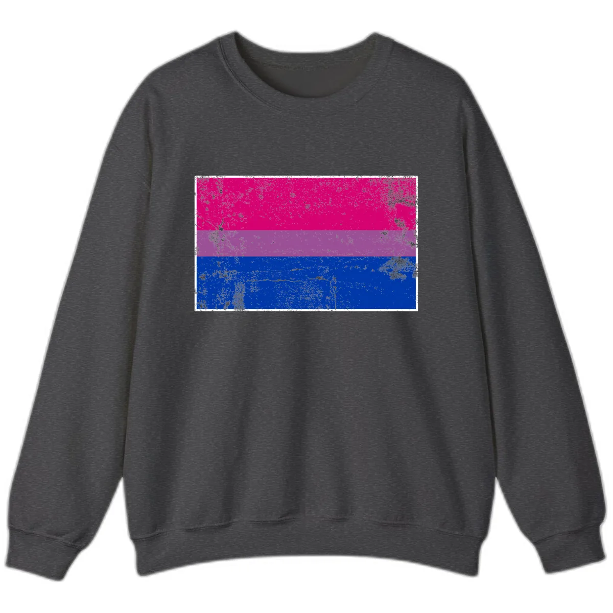 Bisexual Pride Flag Distressed Sweatshirt in Dark Heather