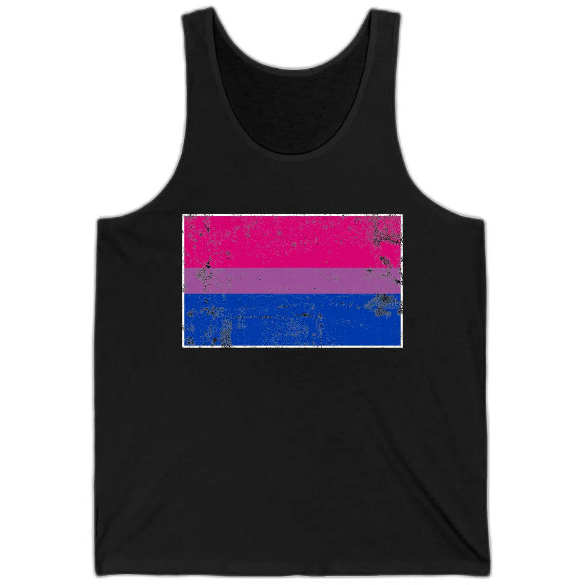 Bisexual Pride Flag Distressed Tank in Black