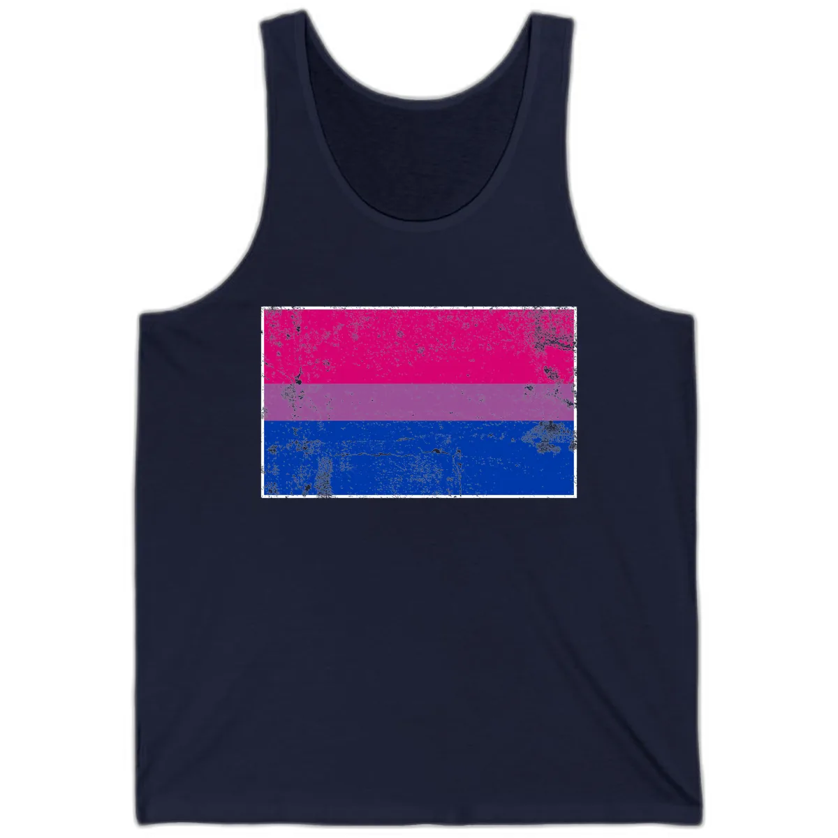 Bisexual Pride Flag Distressed Tank in Navy