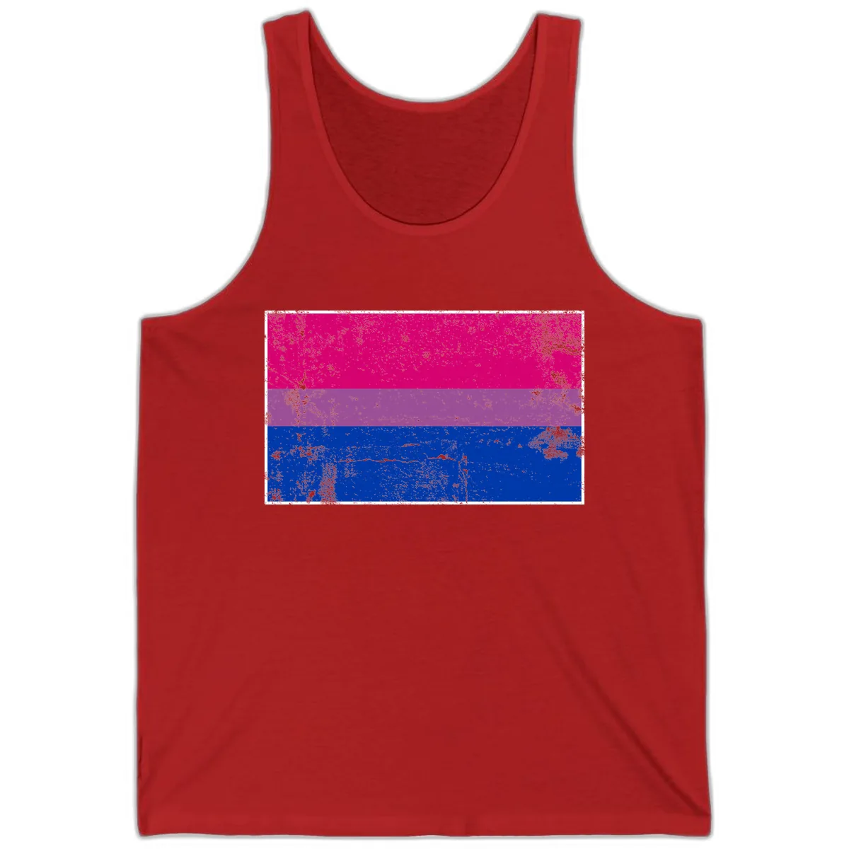 Bisexual Pride Flag Distressed Tank in Red