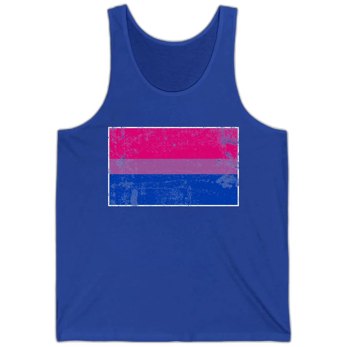 Bisexual Pride Flag Distressed Tank in True Royal