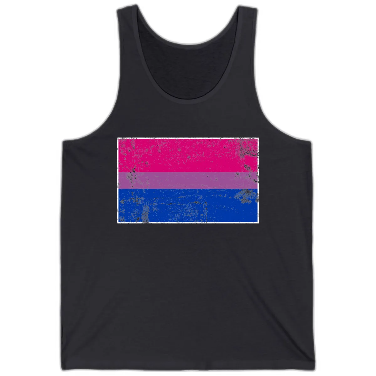 Bisexual Pride Flag Distressed Tank in Dark Grey