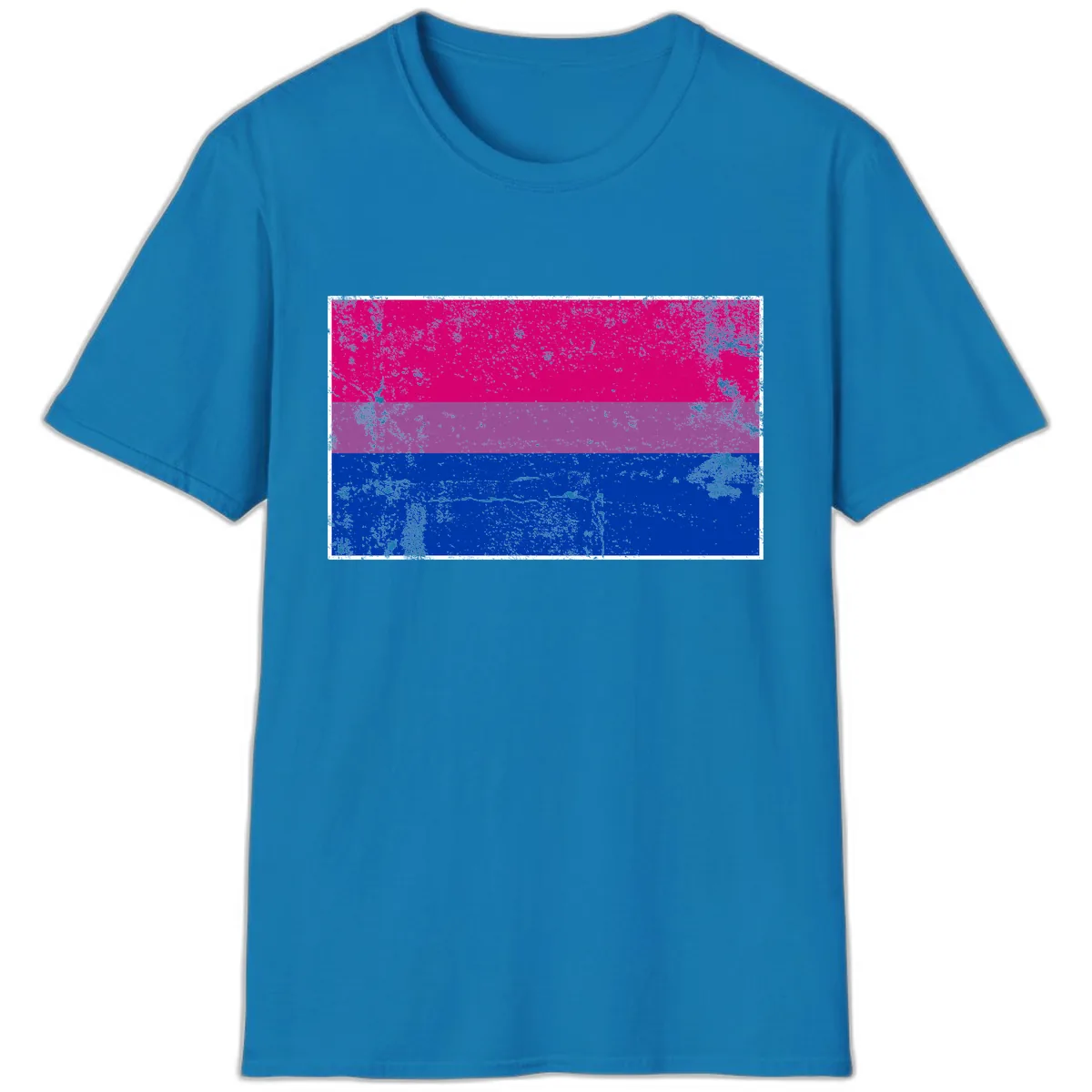 Bisexual Pride Flag Distressed T-Shirt in Sapphire