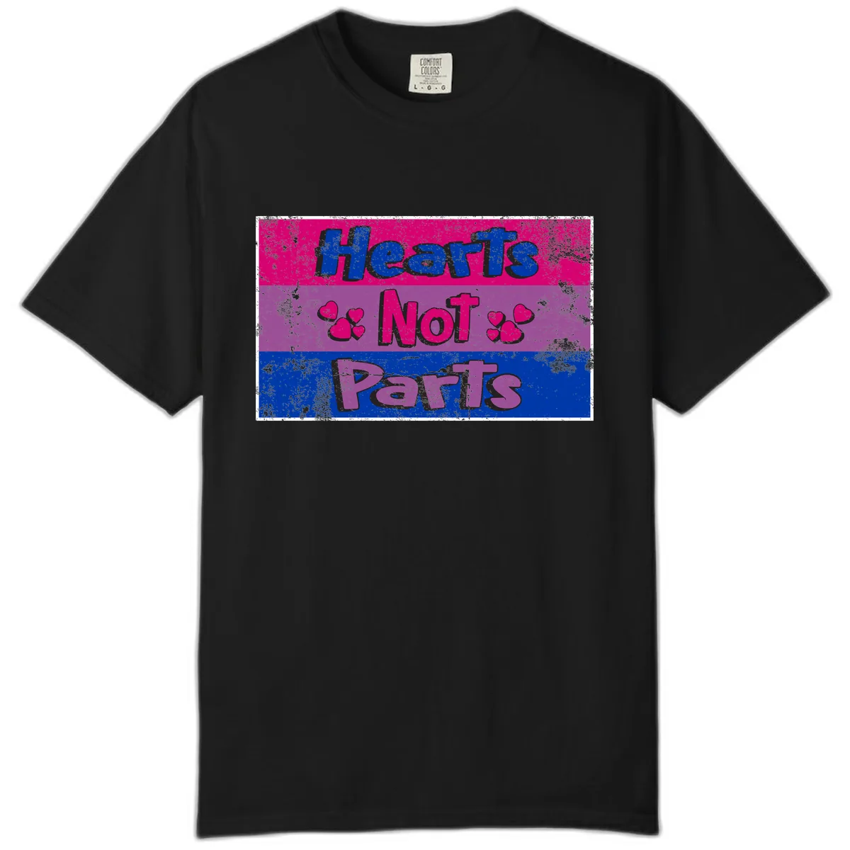 Hearts Not Parts Pride Design Comfort Color in Black