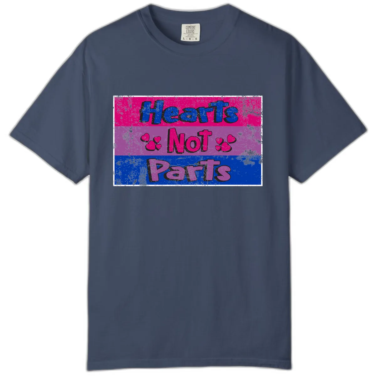 Hearts Not Parts Pride Design Comfort Color in Midnight