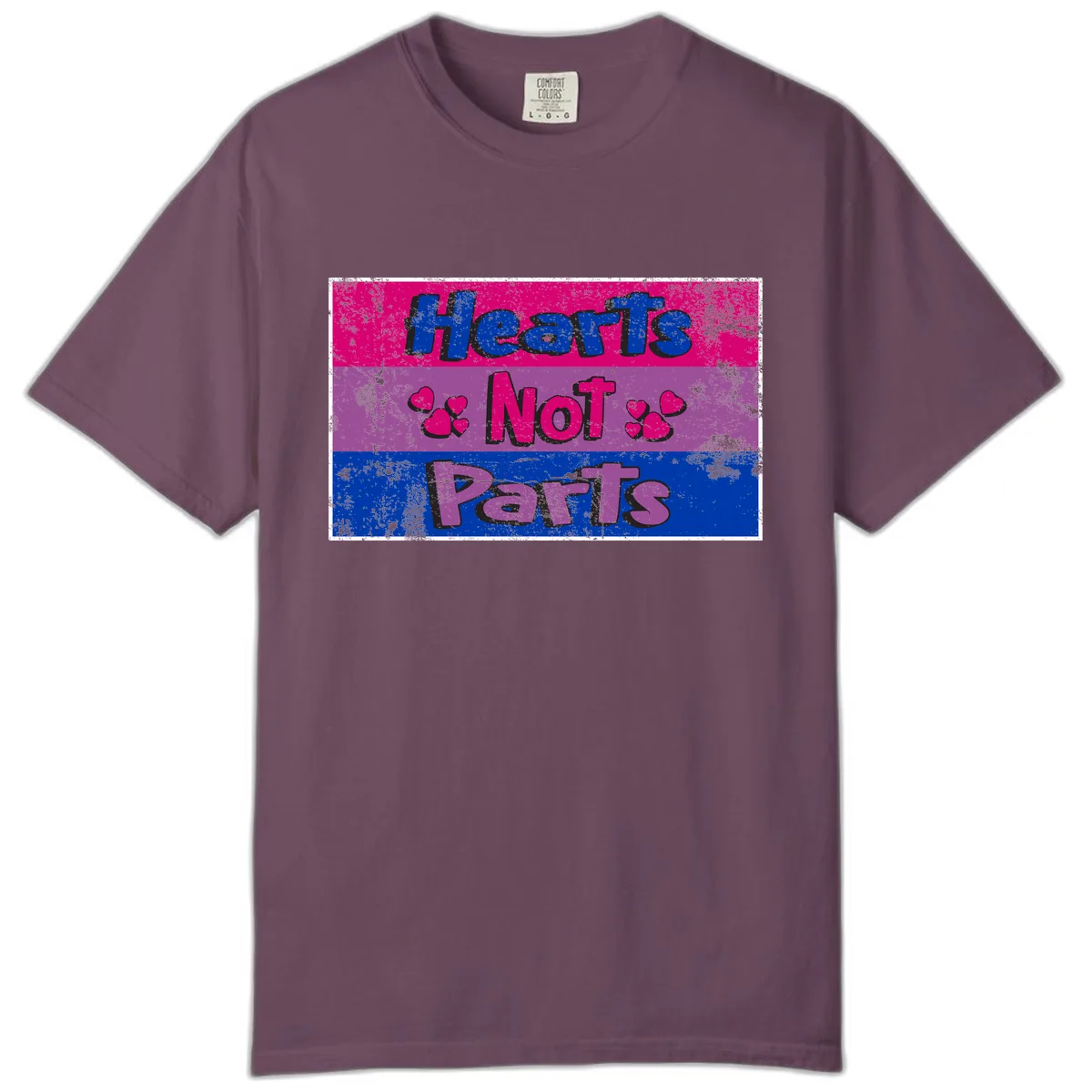 Hearts Not Parts Pride Design Comfort Color in Berry
