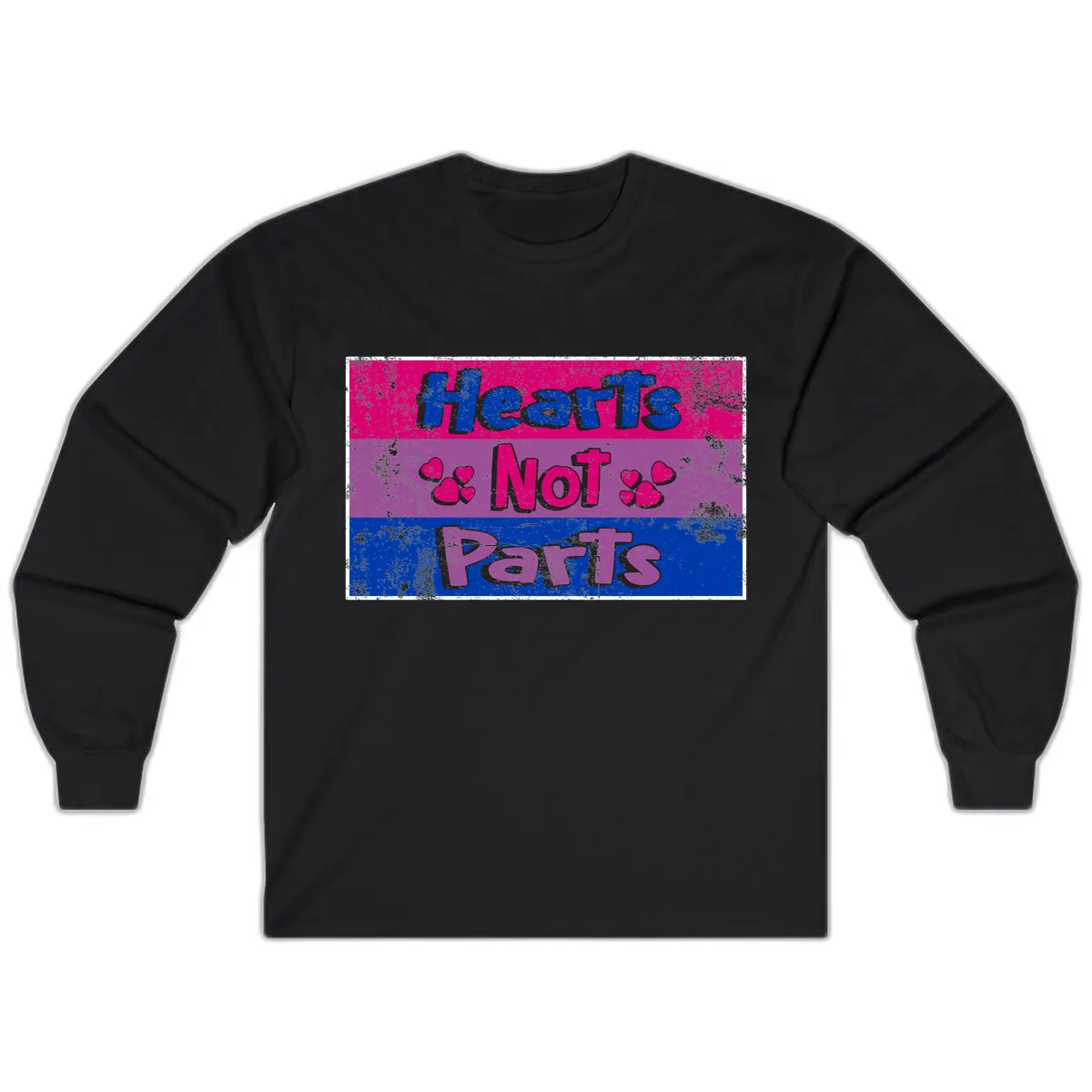 Hearts Not Parts Pride Design Long Sleeve in Black
