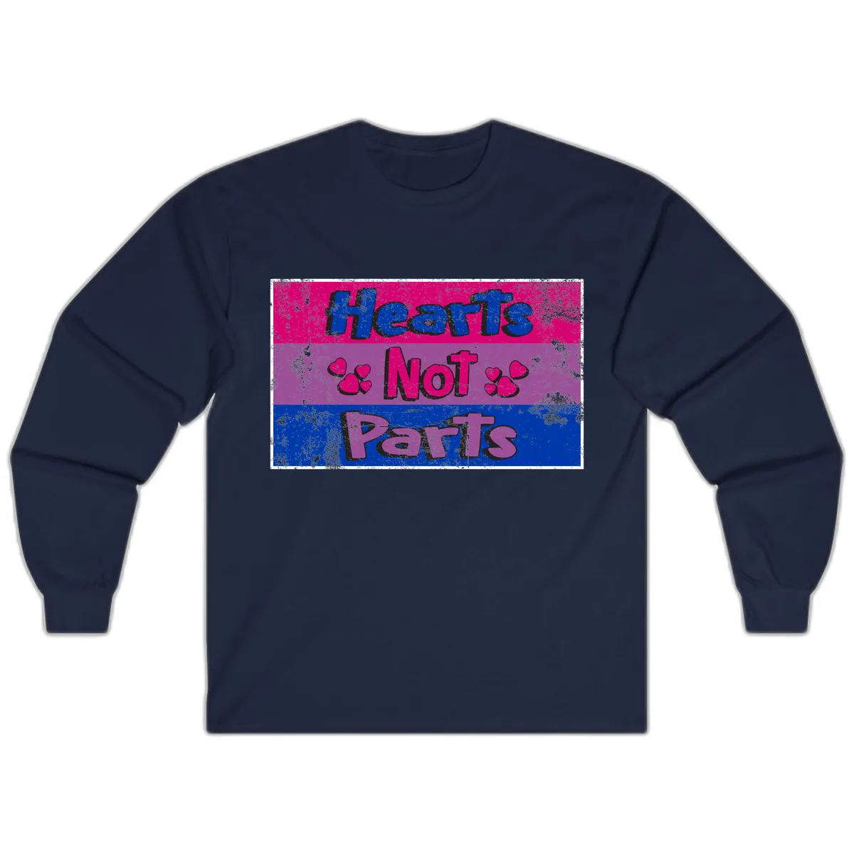 Hearts Not Parts Pride Design Long Sleeve in Navy