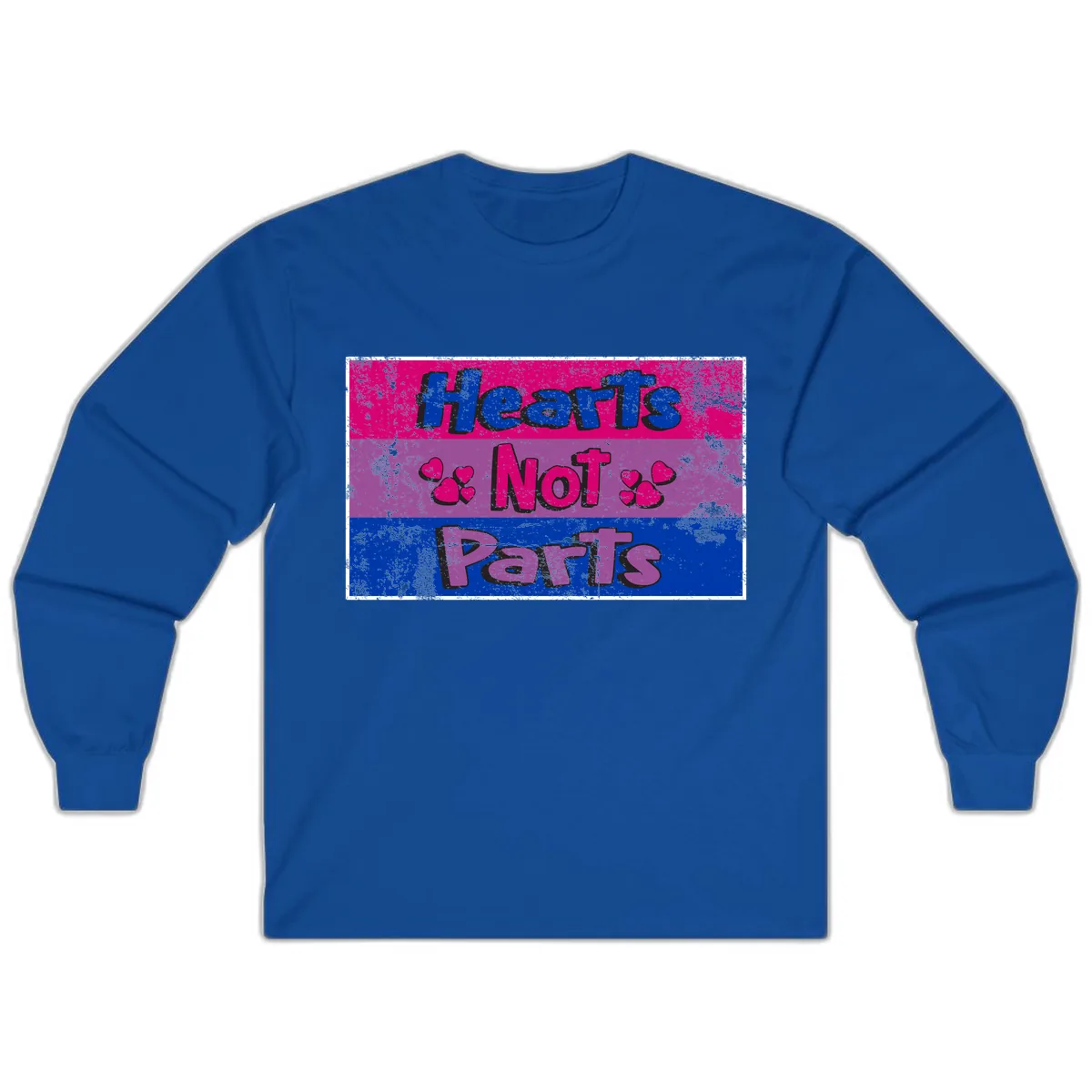 Hearts Not Parts Pride Design Long Sleeve in Royal
