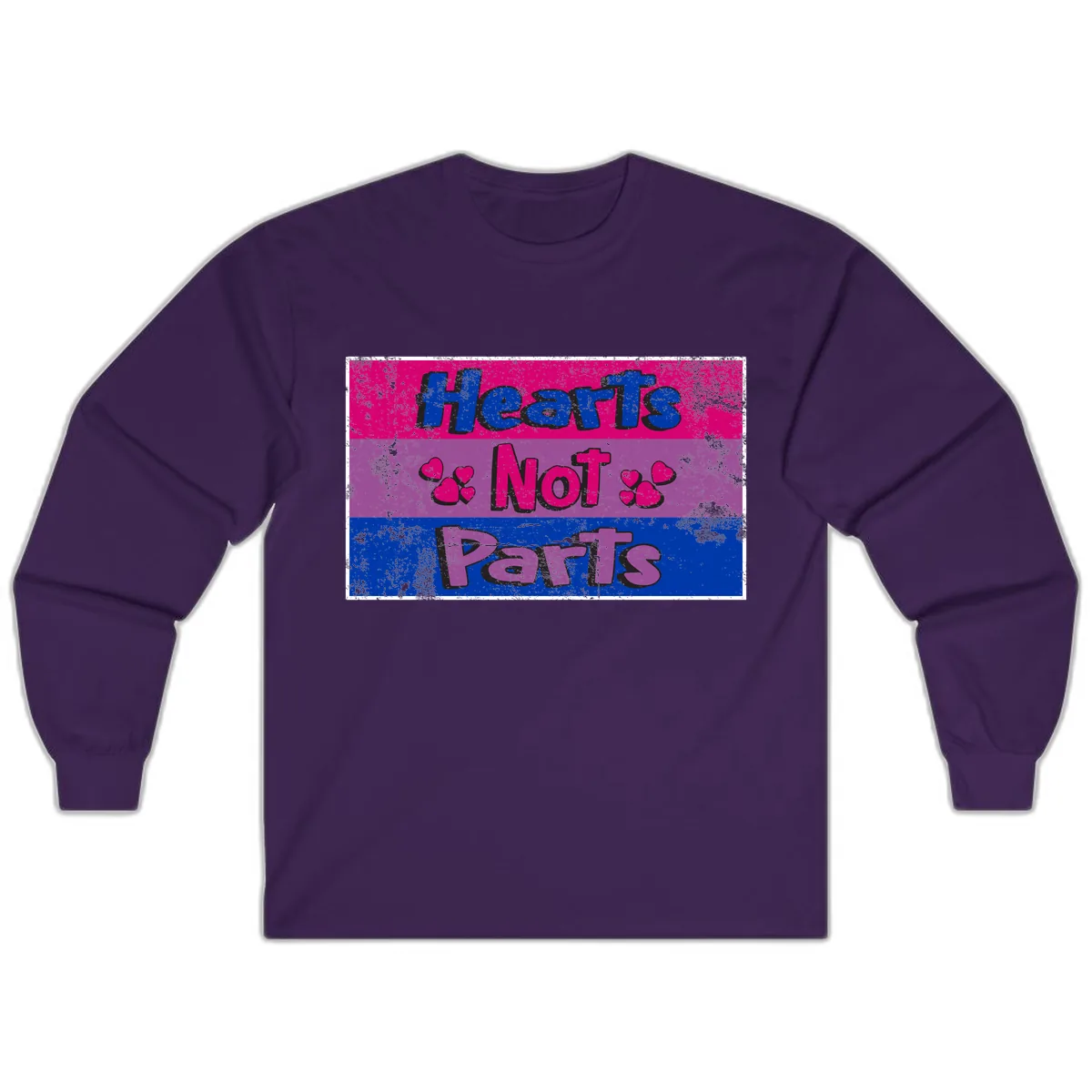 Hearts Not Parts Pride Design Long Sleeve in Purple