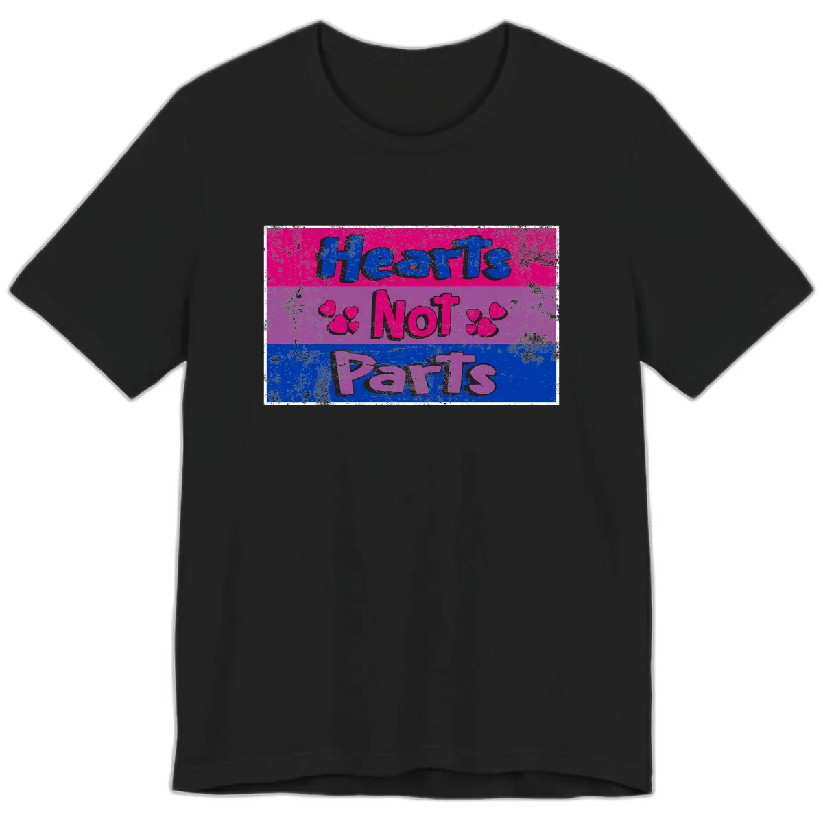 Hearts Not Parts Pride Design Premium T-Shirt in Black