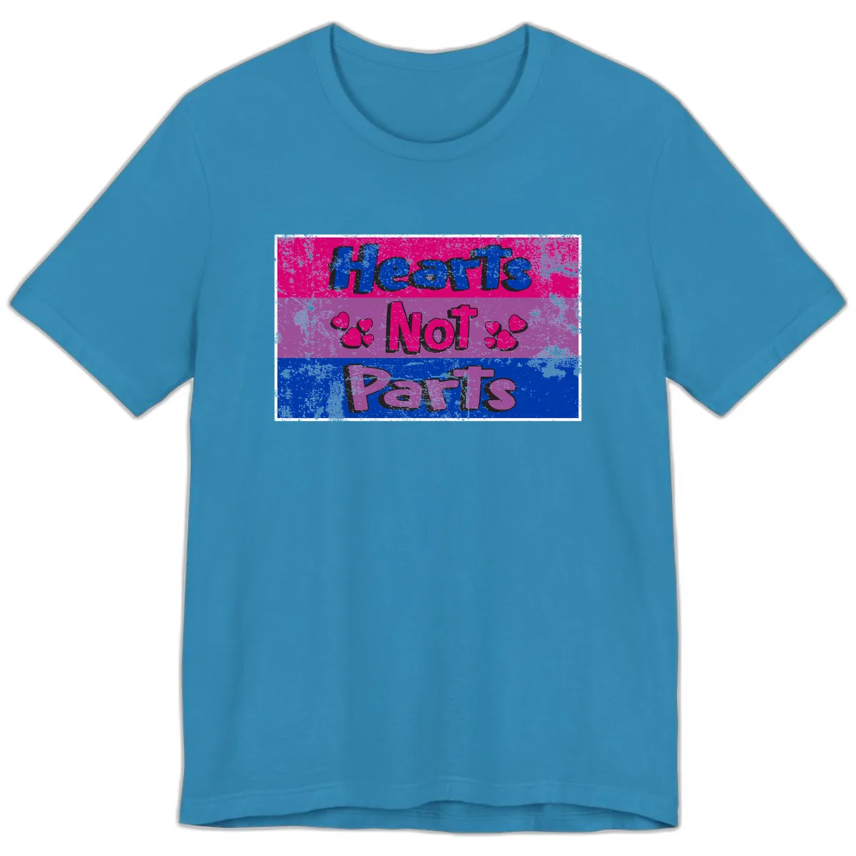Hearts Not Parts Pride Design Premium T-Shirt in Aqua