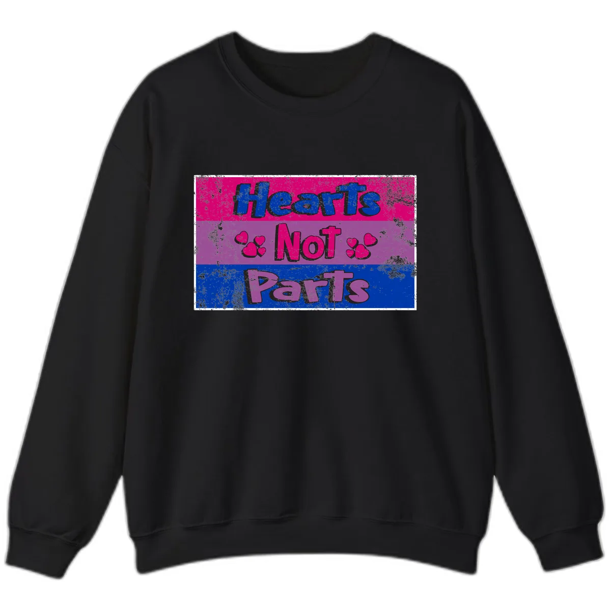 Hearts Not Parts Pride Design Sweatshirt in Black